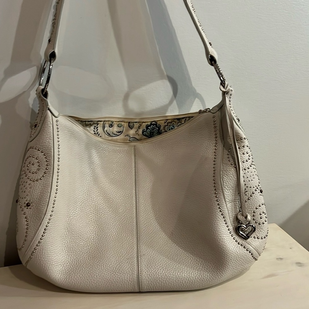 Off-white Brighton leather shoulder bag with silver stud detail
